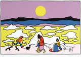 Ted Harrison, Ice on the Porcupine #23/100, 1981, colour silkscreen on paper