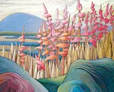 James Edward Hergel, Entrance to Gamitagama Lake, Algoma, 1992, acrylic on board