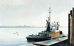 Robert Mcvittie, Fraser River Sunday, oil on canvas