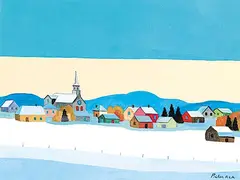 Claude Picher, Gaspesian Village, acrylic on canvas