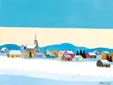 Claude Picher, Gaspesian Village, acrylic on canvas