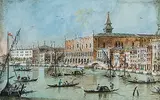 Giacomo - Attributed Guardi, A View of the Riva Degli Schiavoni and the Doge's Palace, Venice, gouache on paper