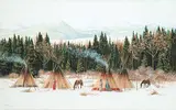 Paul Surber, Untitled - Indian Encampment, 1981, gouache on paper