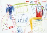 John Hartman, Sinclair, Riel, Dumont, Batouche and the Metis #3/10, 1987, colour etching on paper