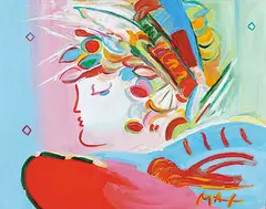 Untitled - Blushing Beauty by Peter Max, acrylic on canvas, sold Oct 2010