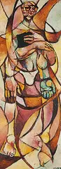 Ronald John Spickett, Untitled - Standing Figures, 1960, oil on wood board