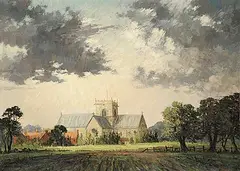 Clive Richard Browne, Clouds Breaking Over Stow, oil on canvas