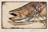 Brown Trout #A.P. by Jack Lee Cowin, 1985, hand coloured etching on paper, sold Oct 2010
