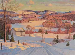 Robert Emerson Everett, Untitled - Winter Cover at Dusk, oil on canvas