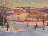 Robert Emerson Everett, Untitled - Winter Cover at Dusk, oil on canvas