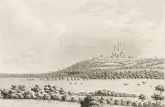 Moses Griffith, Lincoln from the East, ink on paper