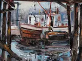 Brent Heighton, Untitled - Fishing Boats, 1982, oil on board