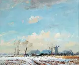 Ian Houston, Winterfields, The Willows, Aylsham Road, North Walsham, Norfolk, 1965, oil on wood board