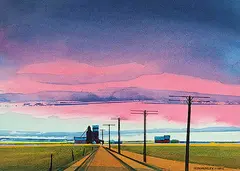 Robert Newton Hurley, Untitled - Pink Spring Sky, 1972, watercolour on paper