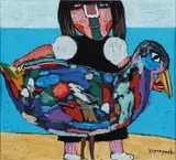 Zbigniew Stanley Kupczynski, Untitled - Girl with Colourful Bird