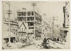 Ernest Stephen Lumsden, Fort Street, Victroria, 1910, etching on paper