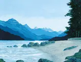 Chris MacClure, Waterton Lake, oil on wood board