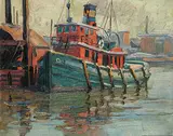 Orval Clinton Madden, Tug Boat, St. Lawerence River, oil on canvas board