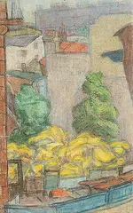 Douglas Gibb Morton, London - circa 1949, 1949, mixed media on board