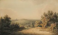 John Powell, A View on the Road Between London and Sydnam, 1797, watercolour on paper
