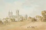 John Thomas Serres, Lincoln Catherdral, watercolour on paper