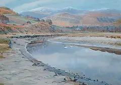 Donald Watson, Goosanders Southwick Burn, 1951, watercolour on paper