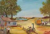 Ann Alexandra Harbuz, Untitled - Our Yard, 1975, acrylic on board