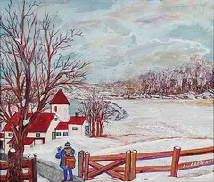 Ann Alexandra Harbuz, Untitled - Arrival of the Post, 1979, acrylic on board