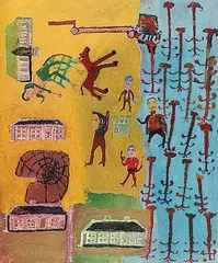 Jahan Maka, Untitled - It's a Circus, oil on canvas board