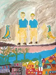 Jahan Maka, Oona and Sonia, 1985, oil on canvas board