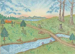 Harvey A. McInnes, The Trail Leading Home, coloured pencil on paper