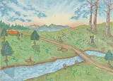 Harvey A. McInnes, The Trail Leading Home, coloured pencil on paper
