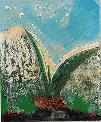 Dmytro Stryjek, Fern at Garden #7, 1985, mixed media on mat board