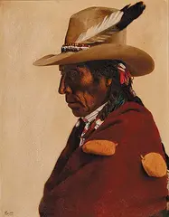 Harry Pollard, Untitled - Chief Many Shot, Blackfoot, hand painted photograph on paper