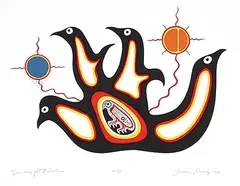 Jackson Beardy, Searching for Directions #A.P., 1977, colour silkscreen on paper