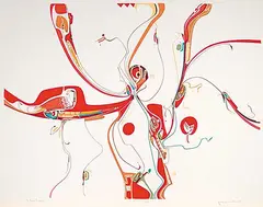 Alex Janvier, Red Eagle #15/49, 1975, colour silkscreen on paper