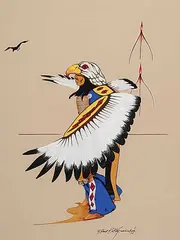 Robert Ka Kay Geesick, Thunderbird Dancer, 1977, acrylic on paper