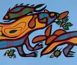 Norval Morrisseau, Otter and Other Life Forms #15/41, 1976, colour silkscreen on paper