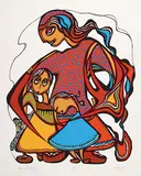 Daphne Odjig, Arms of Security #47/95, 1977, colour silkscreen on paper