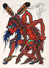 Wayne Yerxa, Wolf Dancer #74/75, 1977, colour silkscreen on paper