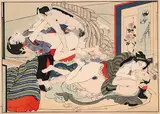 Untitled - Japanese Erotica by Kitao Shigemaza, colour wood block on paper, sold May 2010
