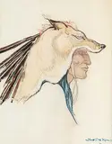 Joseph F. DeYong, Untitled - Sketch for a New Medicine Hat Logo, 1947, mixed media on paper