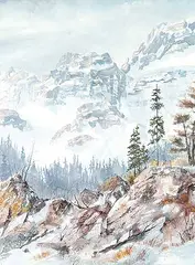 Elaine Fleming, Untitled - Early Spring in the Mountains, watercolour on paper