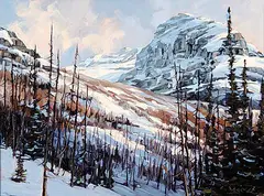 Jean Geddes, Stanley Pk. Radium Hwy. - West of Castle Junction, 1985, oil on canvas board