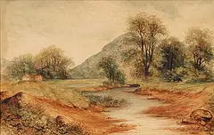 John Warren Gray, Untitled - Cows Grazing by the Stream, watercolour on paper