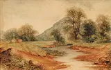 John Warren Gray, Untitled - Cows Grazing by the Stream, watercolour on paper