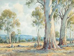 Arnold Jarvis, Blue Gums Near Woodland, Victoria, Australia, watercolour on paper