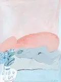 Joy Laville, Nude and Orange Sofa