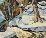 Lawrence Nickle, Magpie R. Algoma, 1969, oil on wood panel