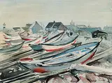 George Douglas Pepper, Fishing Boats, St. Piere et Miquelon, watercolour on paper